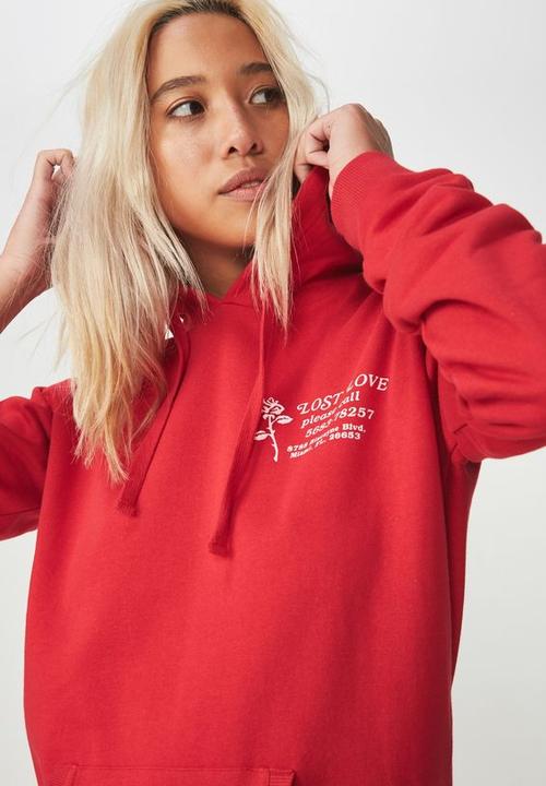 Cotton On - Delevinge graphic hoodie - red