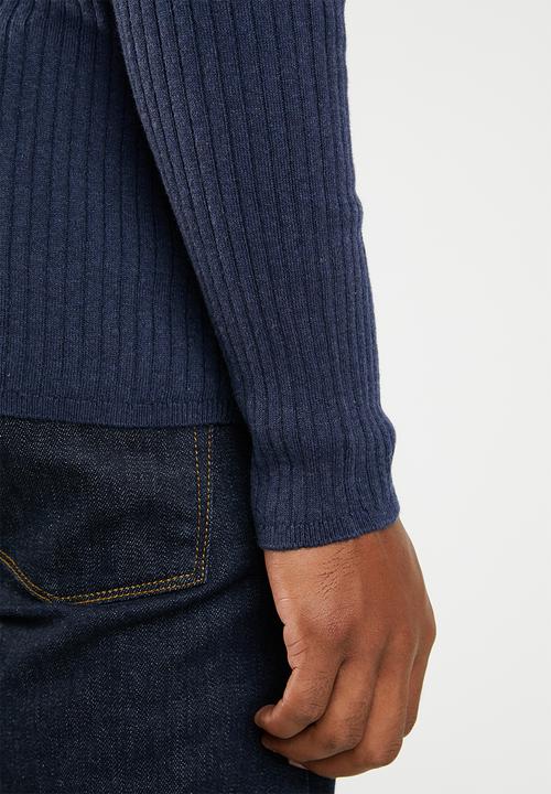 Superbalist - Slim fit ribbed crew neck knit - navy
