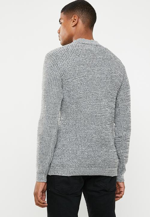 Superbalist - Chunky textured deep V-neck knit - grey
