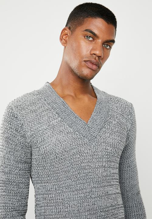 Superbalist - Chunky textured deep V-neck knit - grey