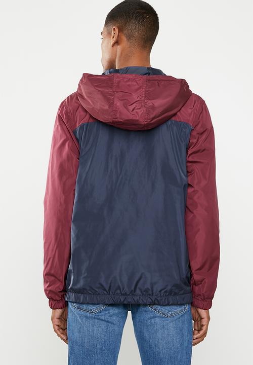 Superbalist - Colour-blocked half-zip anorak - burgundy & navy