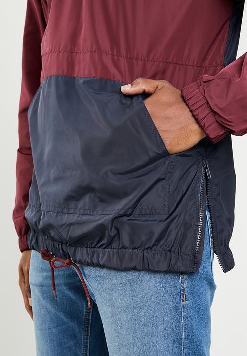 Superbalist - Colour-blocked half-zip anorak - burgundy & navy