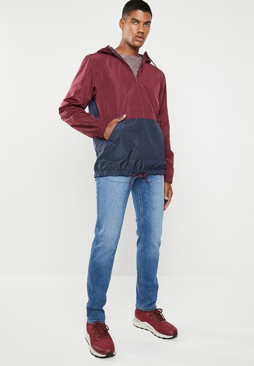 Superbalist - Colour-blocked half-zip anorak - burgundy & navy