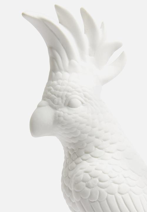 Present Time - Cockatoo statue - ceramic matte white