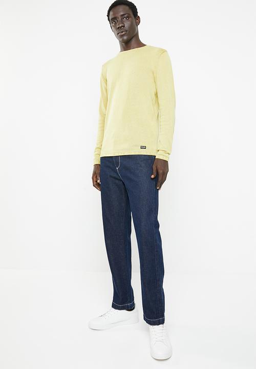 Only & Sons - Garson wash crew neck knit top - yellow