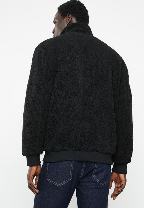 Only & Sons - Bane sherpa high neck jacket - black