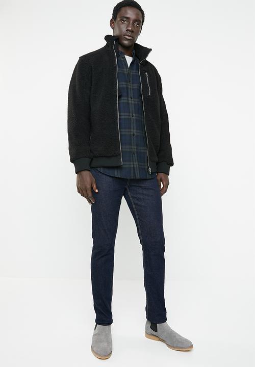 Only & Sons - Bane sherpa high neck jacket - black