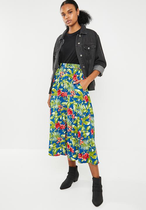 STYLE REPUBLIC - Fit and flare button down skirt - multi