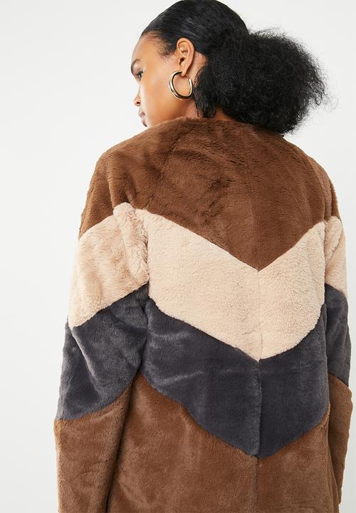 Missguided - Longline colourblock coat - multi