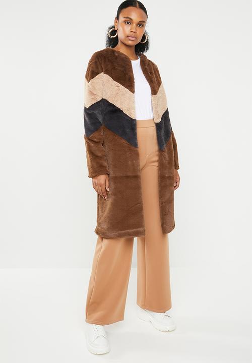 Missguided - Longline colourblock coat - multi