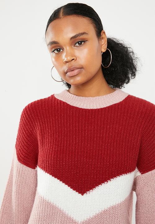 Missguided - Chevron balloon sleeve jumper - multi