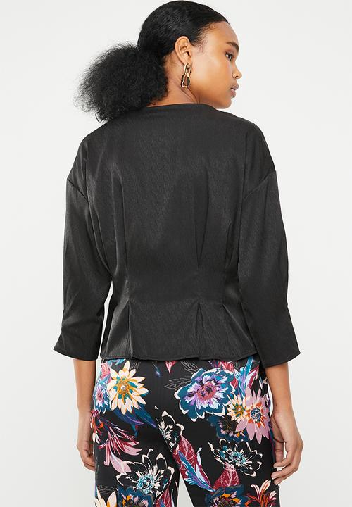 Vero Moda - Hanna button 3/4 top - black
