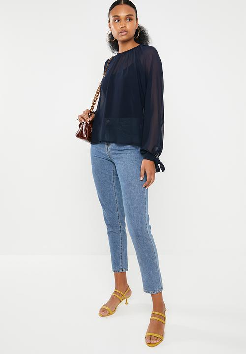 Superbalist - Gauged raglan sleeve blouse - navy