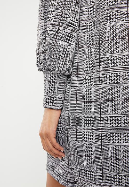 Superbalist - Check shift dress - black & white