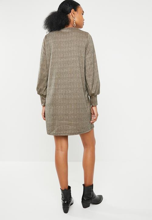 Superbalist - Check shift dress - brown & black