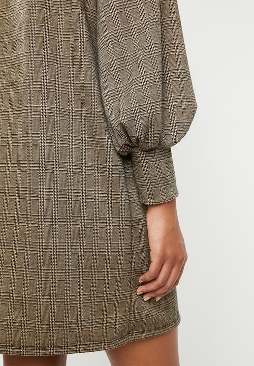 Superbalist - Check shift dress - brown & black