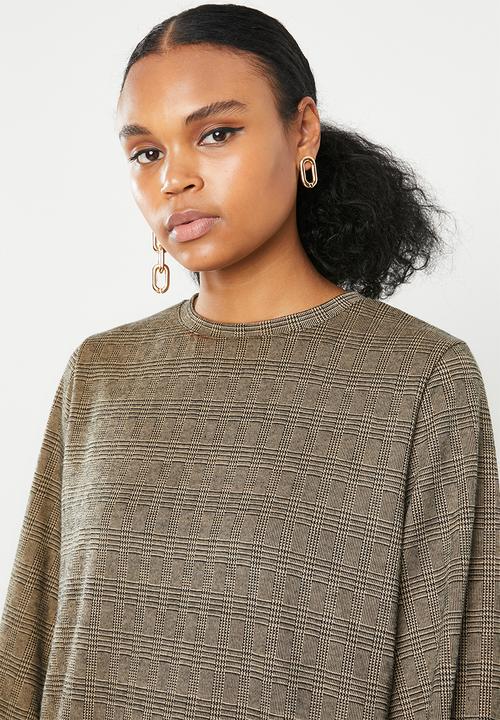 Superbalist - Check shift dress - brown & black