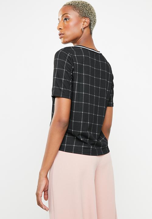c(inch) - Contrast trim T-shirt - black & white