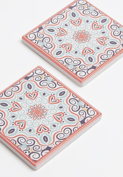Kitchen Craft - Ceramic cork back coasters set of 4 - terracotta motif