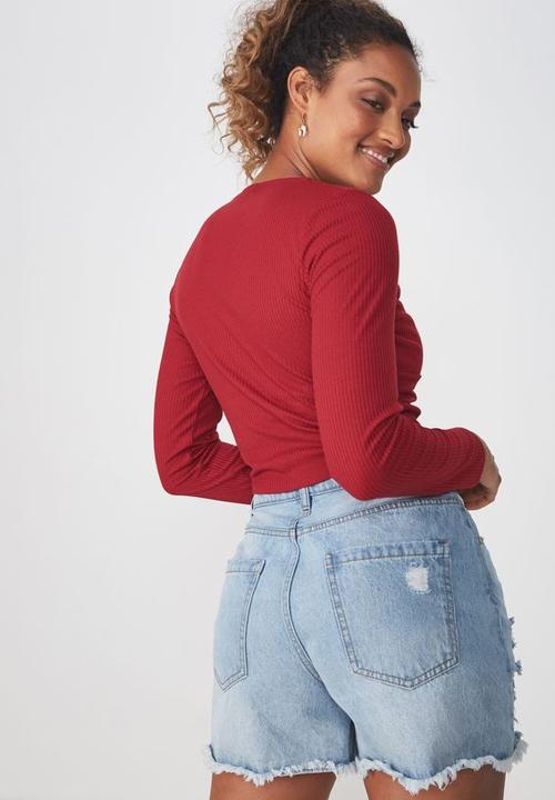 Cotton On - Brooke long sleeve top - red