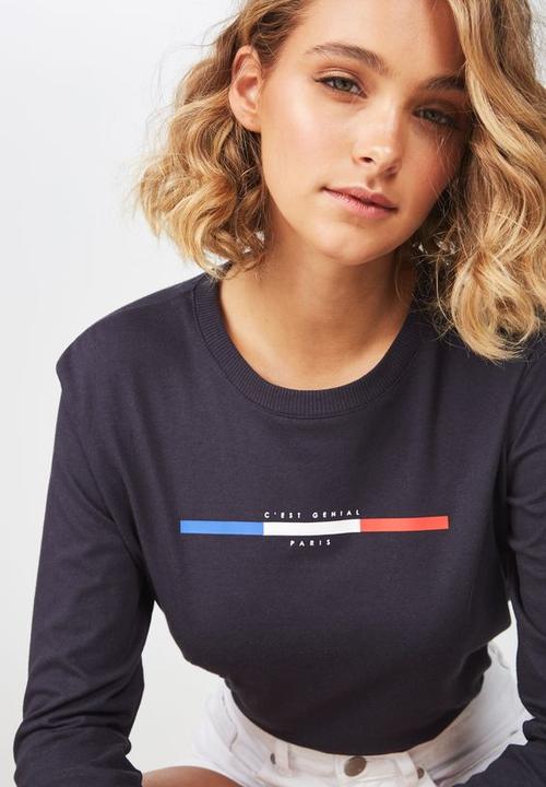 Cotton On - Classic slogan long sleeve tee - navy
