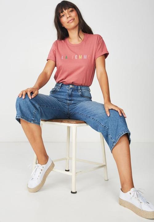 Cotton On - Classic slogan tee - pink