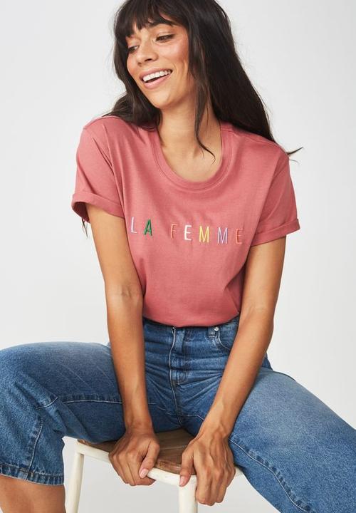 Cotton On - Classic slogan tee - pink