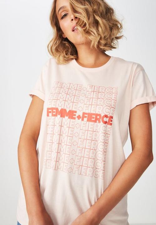 Cotton On - Classic slogan tee - pink & red