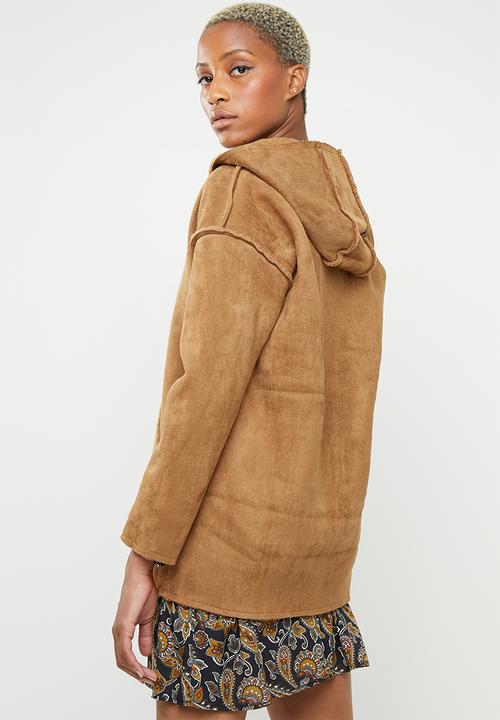 Missguided - Reversible zip through borg jacket - tan