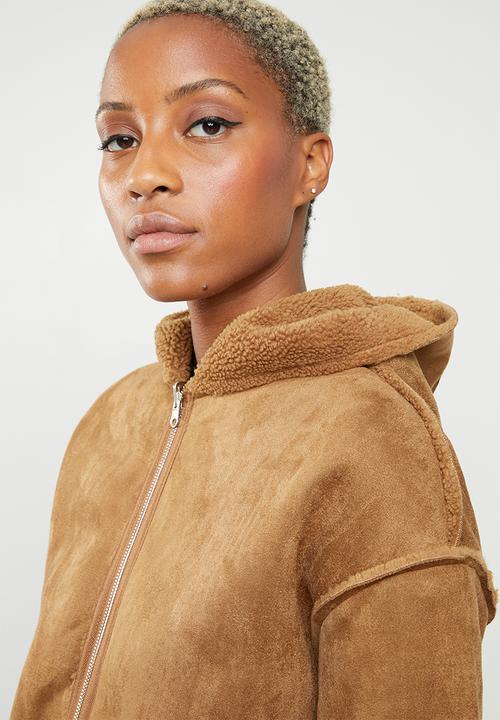 Missguided - Reversible zip through borg jacket - tan