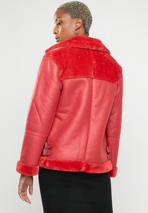 Missguided - Fur short ultimate aviator - red