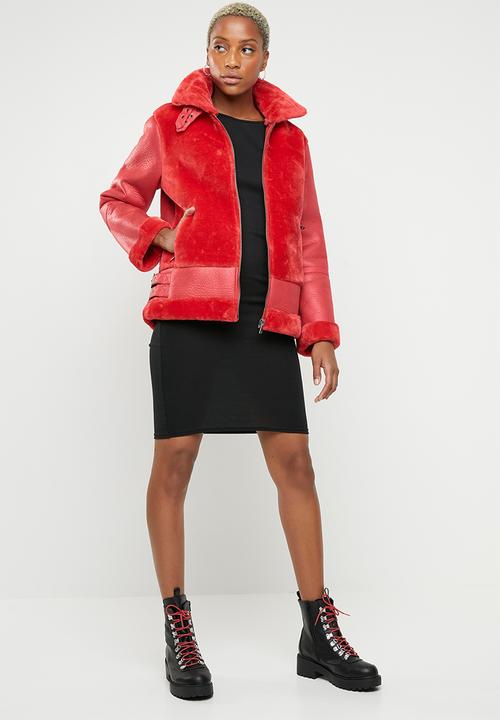Missguided - Fur short ultimate aviator - red