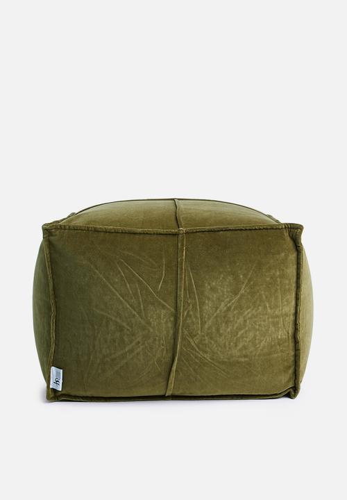 Sixth Floor - Venice velvet ottoman - green