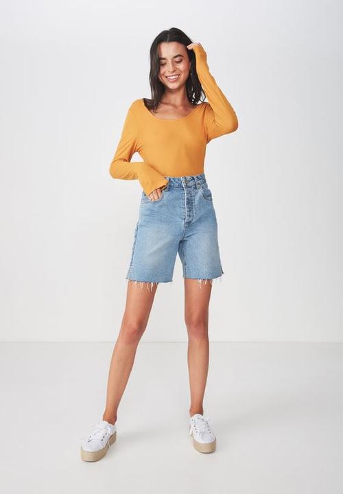 Cotton On - Double scoop long sleeve top - yellow