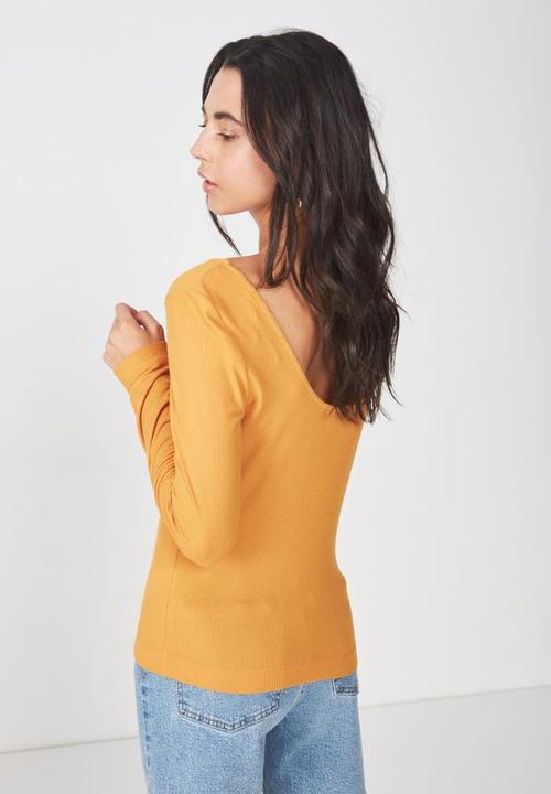 Cotton On - Double scoop long sleeve top - yellow