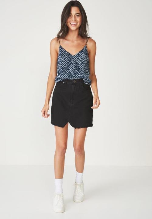 Cotton On - Martha cropped cami - navy & white