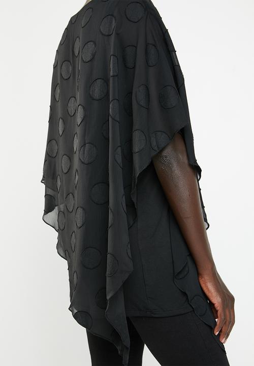 Revenge - Polka georgette oversized top - black