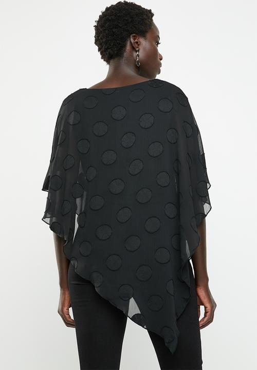Revenge - Polka georgette oversized top - black