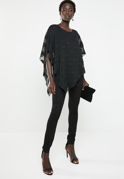 Revenge - Polka georgette oversized top - black