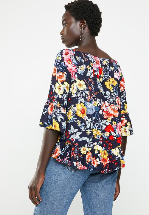 Revenge - Dark floral gypsy top -multi