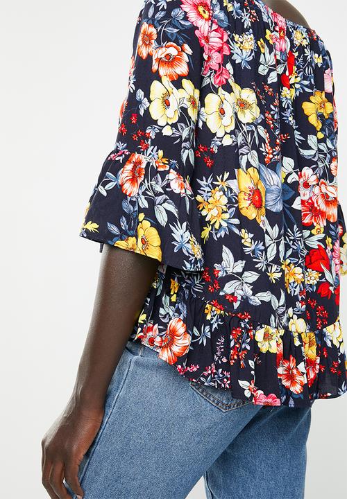 Revenge - Dark floral gypsy top -multi