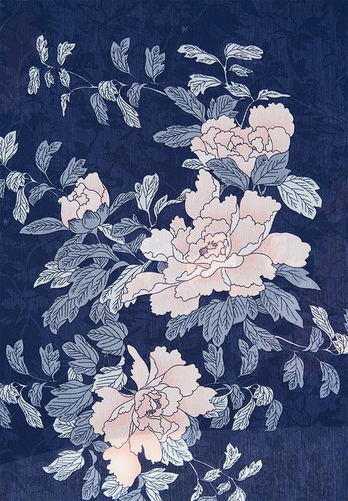 Revenge - Floral waterfall sleeve top - navy