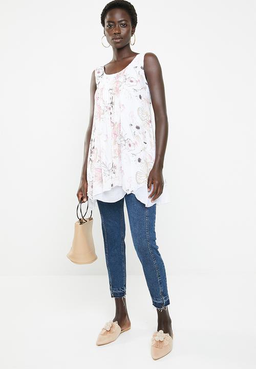 Revenge - Pleat front double layer top - multi