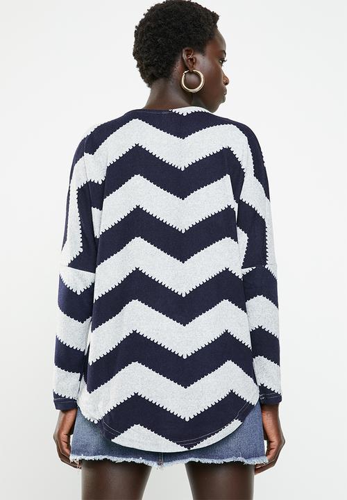 Revenge - Zig zag zip through top - navy & grey