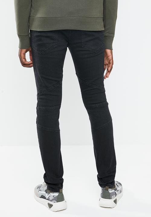 Superbalist - Biker abrasions jeans - black
