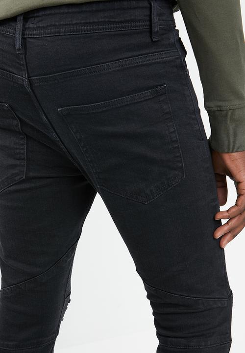Superbalist - Biker abrasions jeans - black