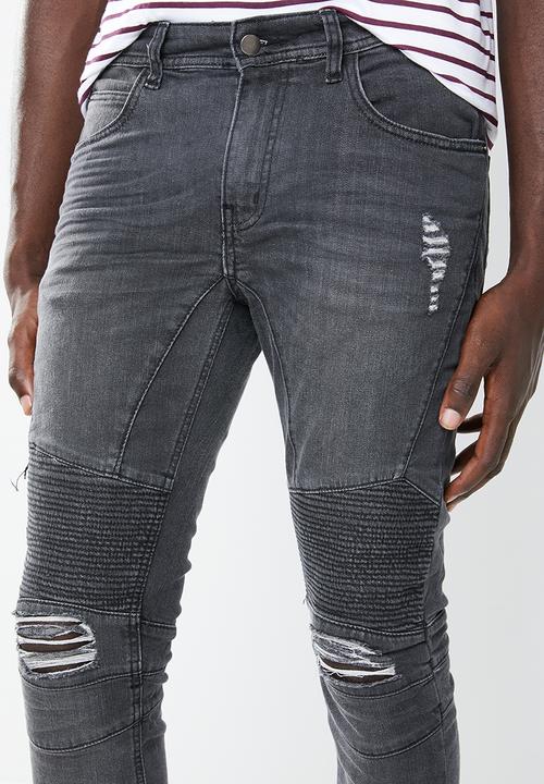 Superbalist - Biker abrasions jeans - grey