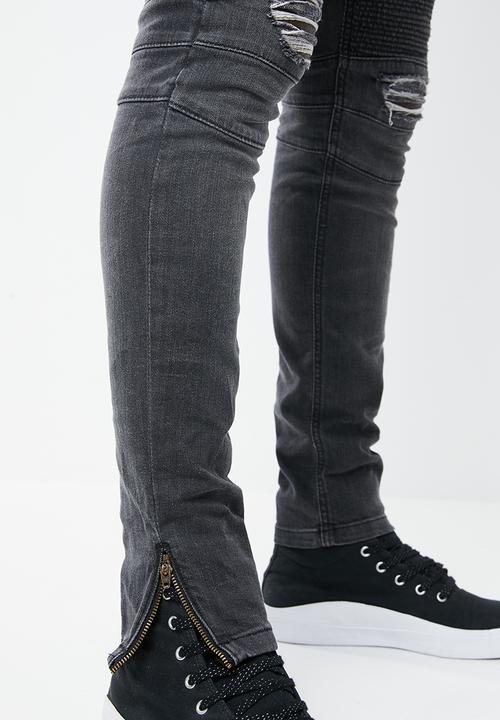 Superbalist - Biker abrasions jeans - grey