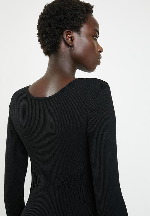 GUESS - Long sleeve reversible zip front dress - black