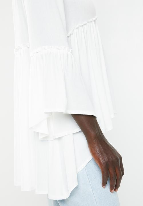 Revenge - Hi lo lace up top - white